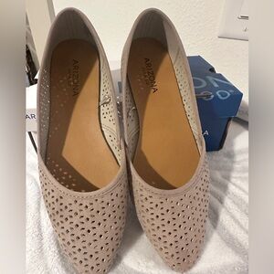 Arizona Women's Taupe Laser-Cut Slip-On Flats